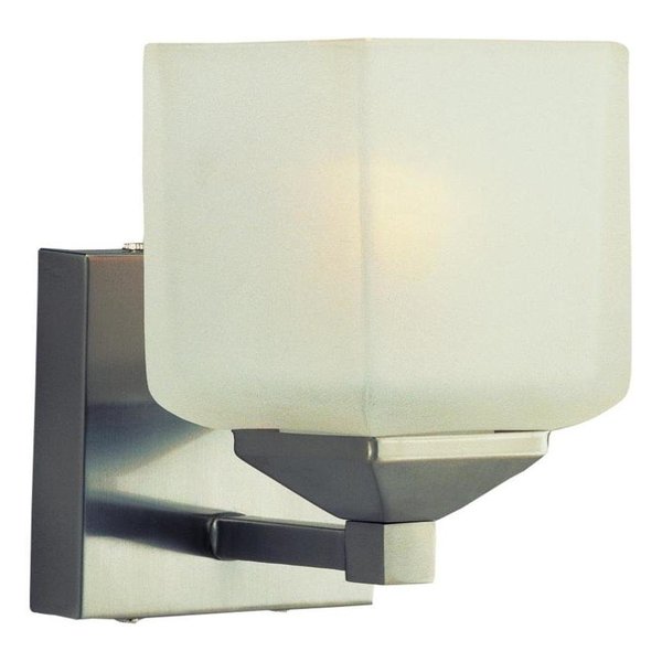 Trans Globe One Light Pewter White Frosted Cube Glass Bathroom Sconce 2801 PW